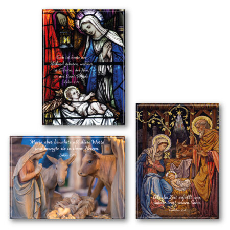 Drei christliche Weihnachtskarten im Set (mit Kuverts)